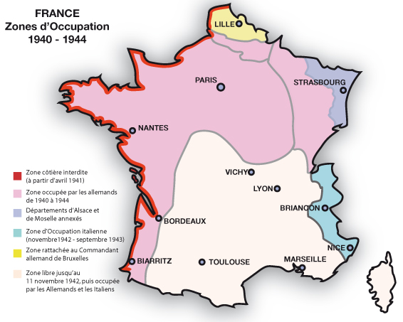 La France défaite et Occupée. Régime de Vichy, collaboration, Résistance.
